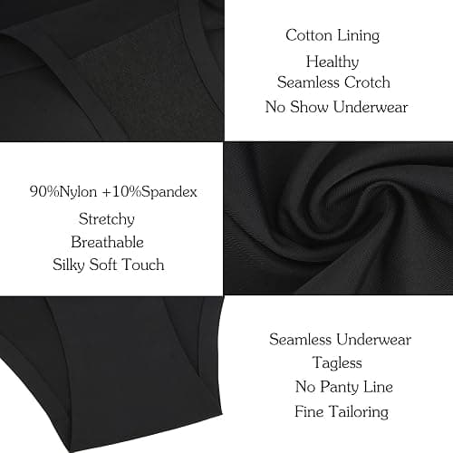 OJCNBV Seamless Underwear for Women No Show Panties Invisibles Briefs Soft Stretch Bikini Underwears 6 Pack thumbnail 5