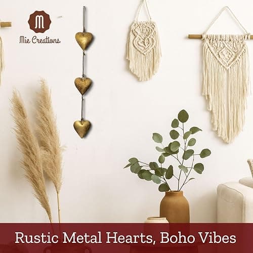 Mie Creations Vintage Metal Heart Wall Hanging Art, Gold Hearts Shaped Bedroom Wall Decor | Anniversary Decorations for Couples, Farmhouse Country Rustic Love Heart, Golden 27'' thumbnail 4