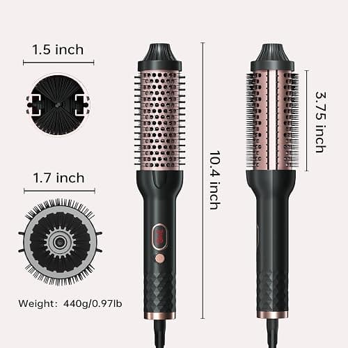 Hahahope 1.5 Inch Thermal Brush, Heated Round Brush for Blowout Look with Negative Ions & Ceramic, 30s Fast Heating Curling Iron with 10 Temperature Settings for Volumizing, Travel Hair Styling Tool thumbnail 9