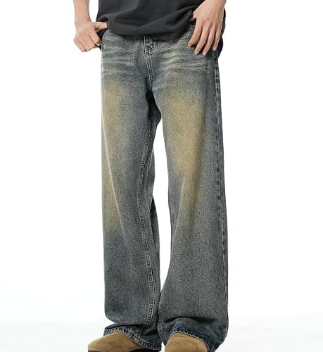 Baggy Jeans Men Y2k Wide Leg Vintage Skater Jeans Loose Fit Emo Grunge Pants Oversized Hip Hop Streetwear 2000s Clothes thumbnail 5
