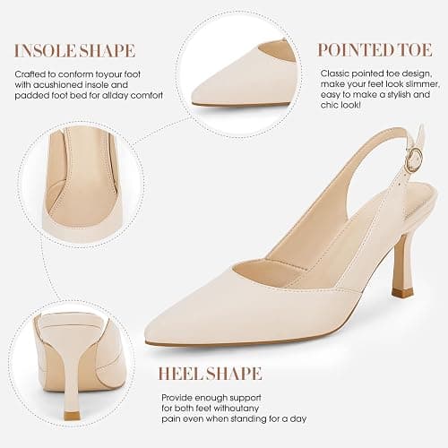 Rilista Women's Slingback Kitten Heels Closed Pointed Toe thumbnail 6