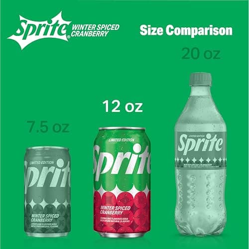 Sprite Winter Spiced Cranberry, Lemon-Lime and Cranberry Flavored Soda Pop Soft Drink, 12 fl oz, 12 Pack thumbnail 5