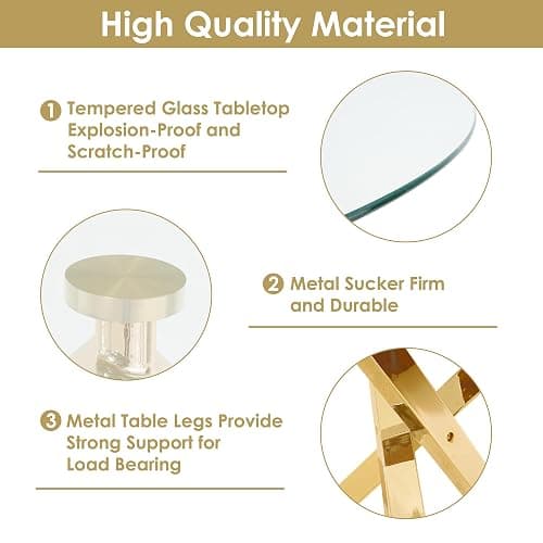 HAIZAO Golden Round Dining Table Set for 4, 39'' Clear Glass Top Dinner Table Set, 5 Pieces Modern Luxury Circle Kitchen Table and Pink Woven Chairs Set, Small Circular Dinette Set, for Apartment thumbnail 8