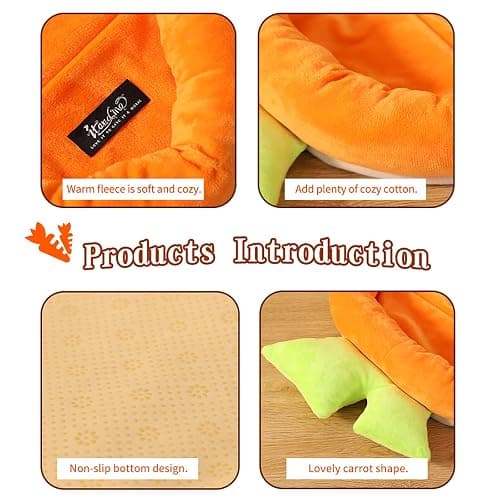 Bunny Bed Rabbit Bed Carrot Shape Bunny Beds Soft Comfortable Rabbits Beds Machine Washable Indoor Guinea Pig Bed Cute Small Animal Bed for Guinea Pig Chinchilla Ferret Squirrel Hedgehog (Medium) thumbnail 3