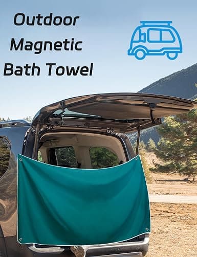 ZGXZQ Magnetic Bath Towel Oversized Quick-Dry Microfiber Towel with Magnetic Closure, Super Absorbent & Sand-Resistant for Beach, Pool, Travel, Gym & Camping 75"x30" (Gray) - Gray thumbnail 2