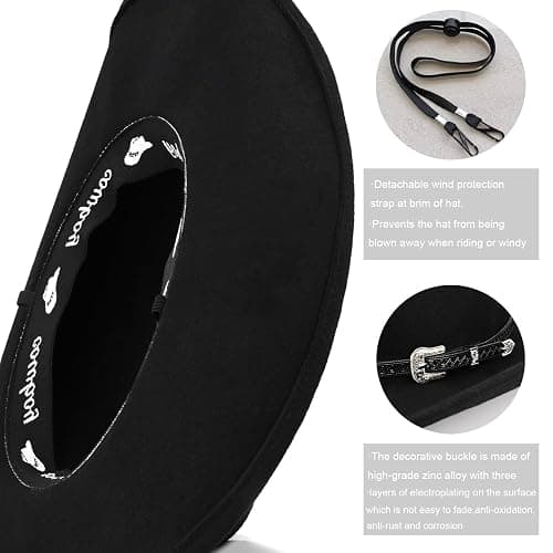 100% Wool Western Cowboy Hat for Men Women Classic Fedora Hat Felt Cowgirls Hats with Two Decorative Bands thumbnail 5