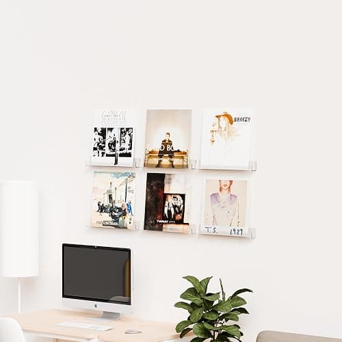 4 Pack Vinyl Record Wall Display,15" Acrylic Invisible Floating Bookshelf for Kids Room,Clear Wall Mounted Hanging Book Shelves,Modern Picture Ledge Display and Album Vinyl Wall Mount Shelf thumbnail 2