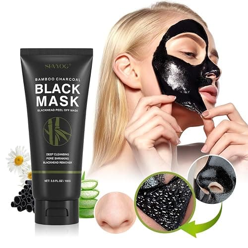 Blackhead Peel Off Face Mask, SHVYOG 3-in-1 Blackhead Remover Charcoal Mask with Brush & Tea Tree Serum, Purifying Deep Cleansing Black Mask for Blackheads, Dirt, Acne, Pores Shrinking (100g+30ml) thumbnail 4