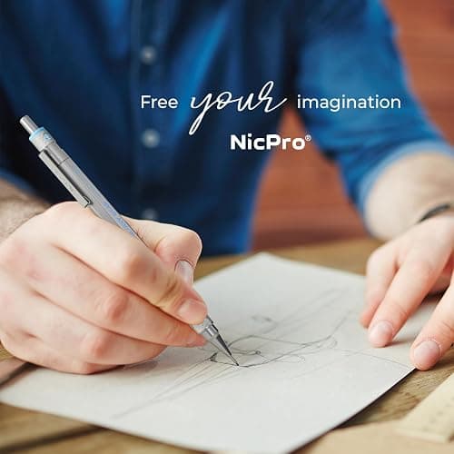 Nicpro 3 Pack Blocky Gear 0.7 mm Metal Mechanical Pencils Set with Case, Lead Drafting Pencil with 8 Tube (480PCS) Lead Refills(HB 2B), 4 Erasers, 18 Eraser Refills for Art Writing, Sketching Drawing thumbnail 7