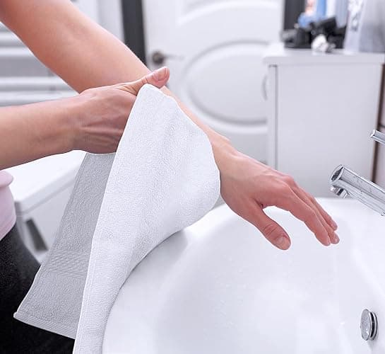 Utopia Towels 6 Pack Premium Hand Towels Set, 16 by 28 inches, 100% Ring Spun Cotton, Ultra Soft and Highly Absorbent 600GSM Towels for Bathroom, Gym, Shower, Hotel, and Spa, White thumbnail 4