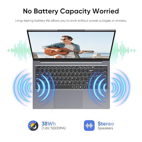 AE86 15.6" Laptop, in tel Core Processor, Win 11 Pro, MS Office 2024, Full HD Display, USB-C, HDMI, Thin & Lightweight Business Notebook for Work, Study, Home (Gray) thumbnail 5