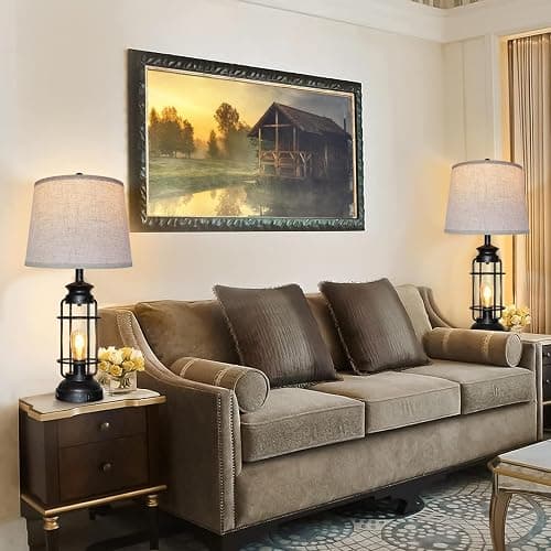 Table Lamps Set of 2 with USB Port 3 Way Dimmable Touch Lamps 28.5" Tall Rustic Industrial Living Room Lamps for Bedroom Bedside Office 4 Bulbs Included thumbnail 5