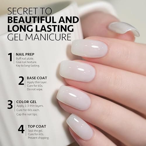 GAOY Jelly Gel Nail Polish, 16ml Sheer Translucent Soak Off Gel Polish, UV Light Cure for Nail Art DIY, 2899 Jelly White thumbnail 4