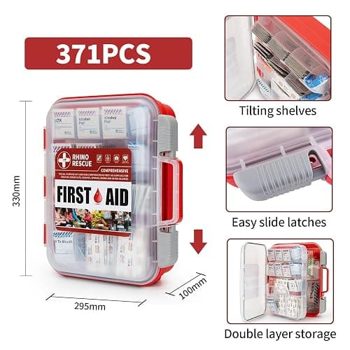 RHINO RESCUE 371 Pieces OSHA All-Purpose First Aid Kit, 100-Person Home & Office Professional Medical Supplies, Ideal for Emergency, School, Business thumbnail 2