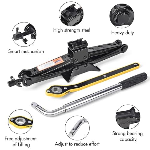 Scissor Car Jack 2 Ton (4409 lbs) Tire Changing Kit with Lug Wrench - Emergency Kit for Car, SUV, MPV thumbnail 5