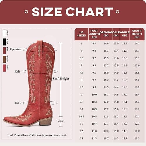 Rivalran Cowboy Boots for Women - Knee High Pointed Toe Chunky Heel Pull On Zipper Western Cowgirl Boots, Retro Country Vintage Fashion Tall Boots thumbnail 5