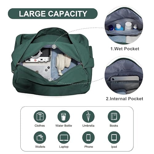 Small Gym Bag with Shoe Compartment, Workout Sport Duffle Bag for Women Travel, Waterproof Shoulder Overnight Bags Lightweight Carry on Tote Bags for Swim, Yoga, Dance thumbnail 4