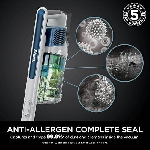 Shark PowerPro Cordless Stick Vacuum Cleaner, Lightweight, Floor Detect Technology, Anti-Hair Wrap Technology, Anti-Allergen Complete Seal, Flexible, Handheld mode, Navy Metallic, IZ380UK thumbnail 10