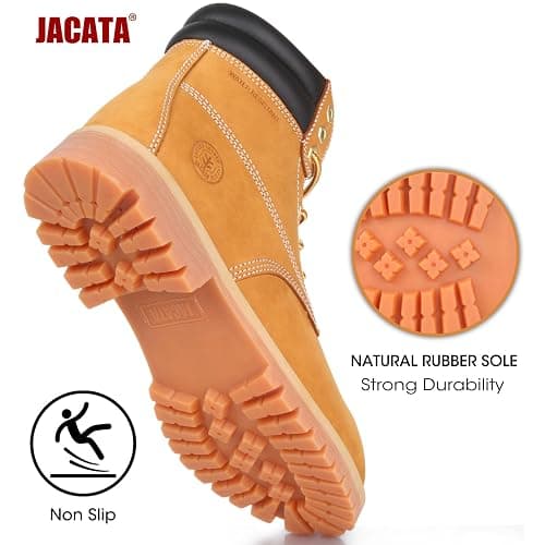 Jacata Men's Water Resistant Work Boots Construction Industrial Boots | Genuine Leather Soft Toe Oil Resistant Comfortable Utility Rubber Sole Nonslip Work Boots For Men thumbnail 3