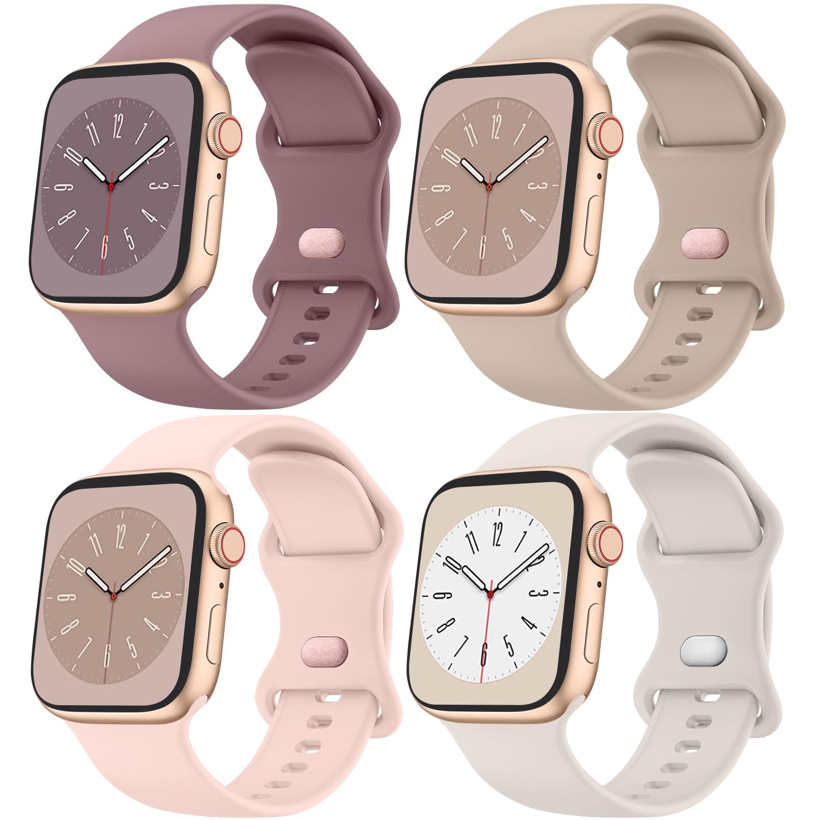 [4 Pack]Silicone Bands for Apple Watch Bands Women Men 49mm 45mm 44mm 42mm 41mm 40mm 38mm, Soft Adjustable Comfortable Replacement Sport Strap for iWatch UltraWatch Series 10/9/8/7/SE/6/5/4/3/2 - Image 1