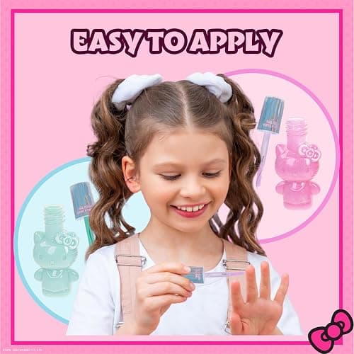 Townley Girl Hello Kitty Nail Polish and Lip Gloss Kids Makeup Set for Girls, Birthday Gift Parties, Sleepovers & Makeovers for Age 3 thumbnail 6