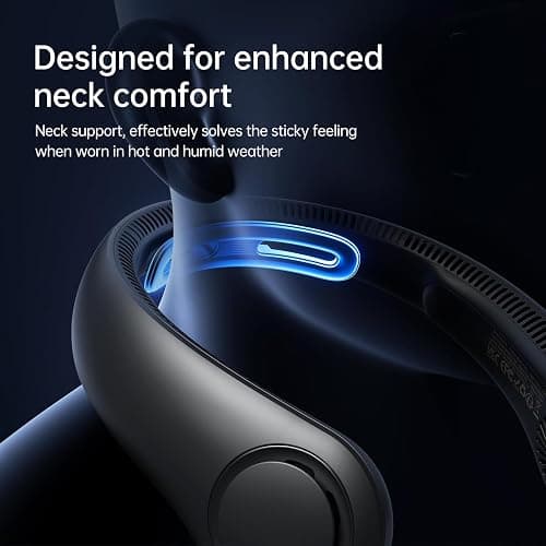 JISULIFE Portable Neck Fan Upgraded, Neckbrace Personal Hands Free, 5 Speed Gears Adjustment, 5000 mAh Wearable Bladeless Quiet Rechargeable for Outdoor Indoor, Gifts for Women Men- Black - Black thumbnail 2