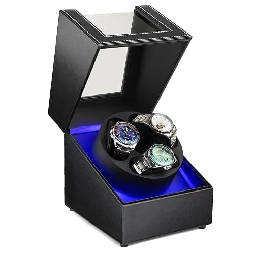 Anyasun Watch Winder for Automatic Watches,3 Watch Winder Box with LED Display, Ultra Quiet Japanese Motor,4 Rotation Modes,Watch Shark for Men & Women,USB-C Power thumbnail 2