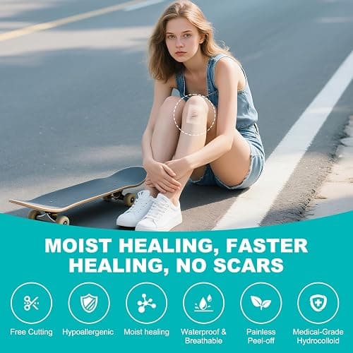 Hydrocolloid Roll for Wound Care, Hydrocolloid Bandages with Self-Adhesive, Cut-to-Size Patch Bandages, Ultra Absorbent, Waterproof, First Aid Kit Essential (2IN*4.8FT) thumbnail 3
