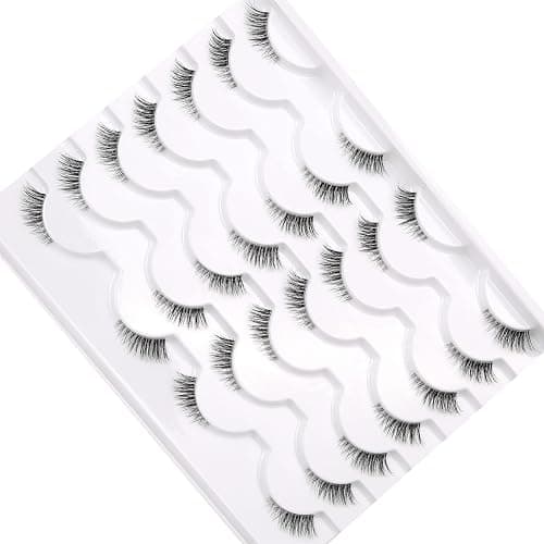 Half False Eyelashes with Clear Band Wispy Cat Eye Look Natural Short Small 3/4 Accent Lashes Faux Mink Fake Eyelash Strips 14 Pairs Pack thumbnail 7