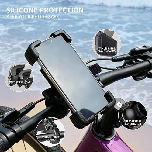 TOSUOD Bike Phone Mount & Holder, Motorcycle Phone Mount, Phone Holder for Bike, Ebike Phone Holder, 360° Rotatable, Quick Release, Anti-Shake, Fits 4.5"-7.2" for Bicycle, Scooter thumbnail 4