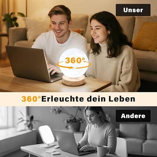 Hiloshine Tageslichtlampe,Simulation von Tageslicht,10.000 Lux Tageslichtlampen,UV-freie LED Tageslichtleuchten Tageslichtleuchte mit 3 Farbtemperaturen,Dimmer und Timer Daylight Lamp thumbnail 5