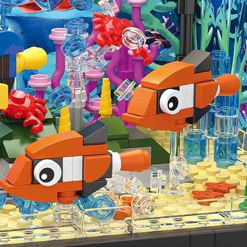 NETEHU 725pcs Fish Aquarium Assembly Blocks, Aquarium, Marine Life, Children's Assembly Blocks Toys for 6 Years and Above, Christmas Toys thumbnail 7