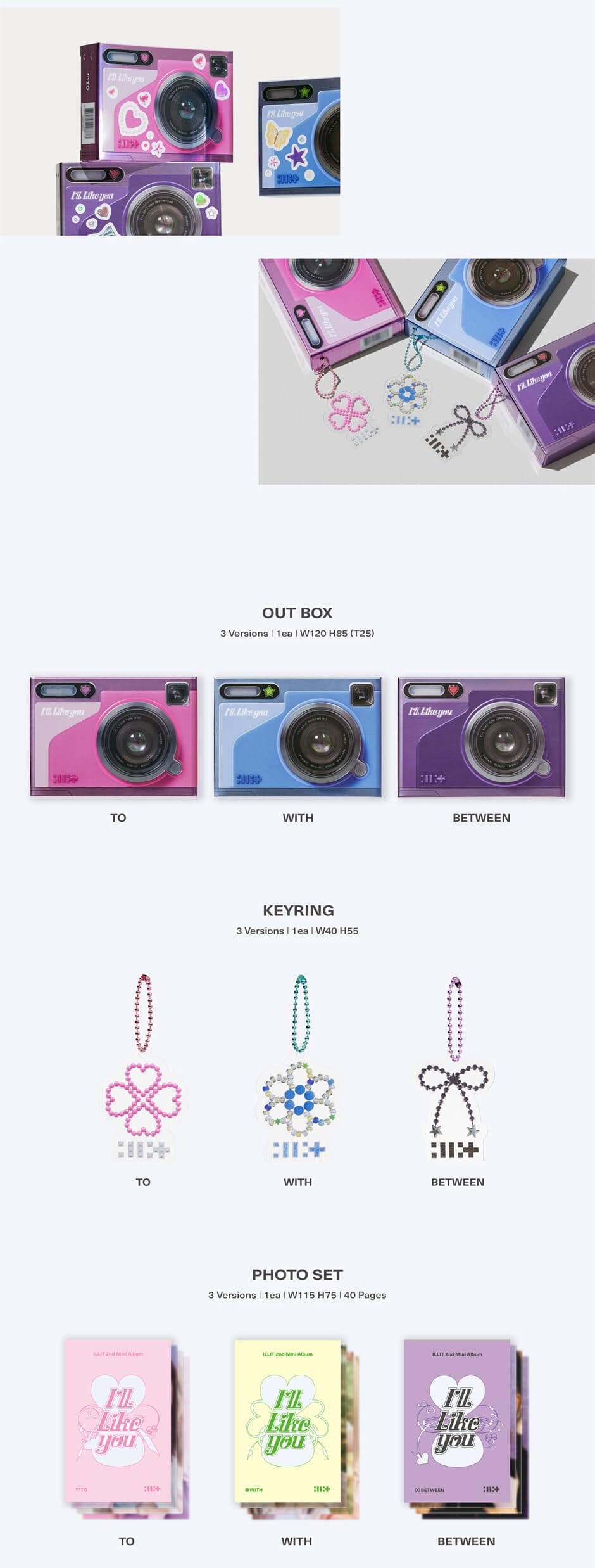 ILLIT I'LL LIKE YOU 2nd Mini Album with Tracking (GLLIT Set(TO+WITH+BETWEEN)) thumbnail 3