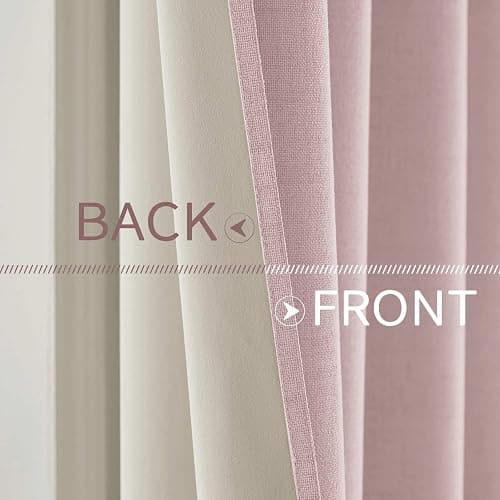 MIULEE Linen Texture Curtains for Bedroom Solid 100% Blackout Thermal Insulated Pink Curtains Grommet Room Darkening Curtains/Draperies for Living Room Nursery 52x84 Inch (2 Panels) thumbnail 6