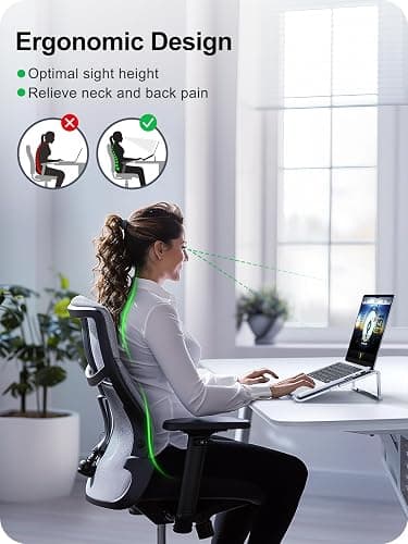 MOKURU Laptop Stand for Desk, Aluminum Computer Stand for Laptop, Foldable Laptop Riser, Portable Laptop Stand, Compatible for MacBook Pro/Air, Dell, HP, Lenovo, 11'' -15.6'' (Silver) thumbnail 2
