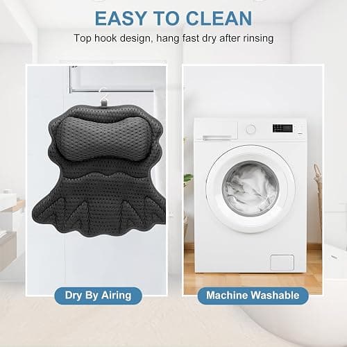 SetSail Bath Pillow, Relaxing Bath Pillows for Tub Neck and Back Support Soft 4D Breathable Air Mesh Ergonomic Bathtub Pillow with 6 Strong Suction Cups and Hook Luxury Bathroom Accessories,Black thumbnail 6