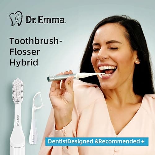Dr. Emma Electric Vibration Flosser, Power Flosser for Adults, Gum Stimulator, Teeth Cleaner, Reusable Flossing Tool with Toothbrush, Water Flosser Alternative, Babyblue thumbnail 4