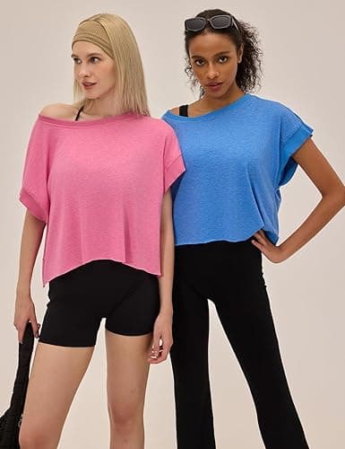 UNIANKIYA Open Back Workout Tops for Women Loose Fit Athletic Crop Tee Short Sleeve Gym Running Yoga Shirt thumbnail 5