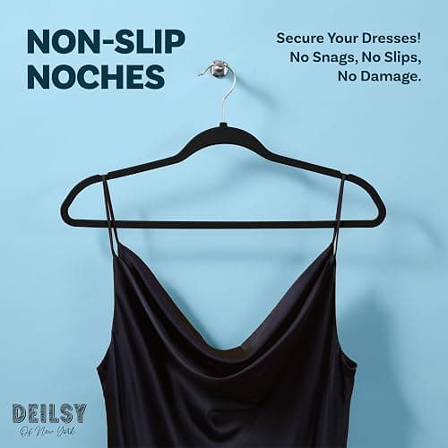 DEILSY™ Clothes Hangers Plastic Hangers - Durable Non-Velvet Plastic Hangers - Slim Hangers, Classic Shirt and Pant Hangers Black Plastic Hangers for Everyday Use Plastic Hangers 20 Pack thumbnail 3
