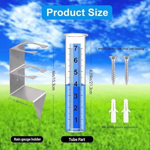 Timenued Rain Gauge Outdoor,7" Rain Gauges Outdoors Best Rated with Stainless Steel Rack Holder,Freeze Proof Plastic Large Guage for Yard Garden Fence Lawn Farm thumbnail 4