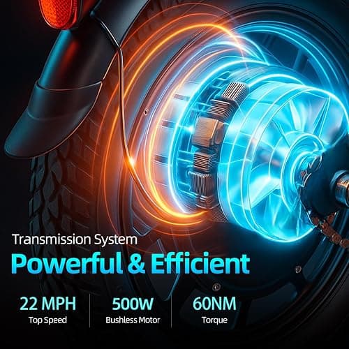 Sportpules 500W Folding Electric Bike, 22MPH Large Removable Battery E-Bike, 14" Fat Tire Adult Electric Bicycles for Commute thumbnail 2