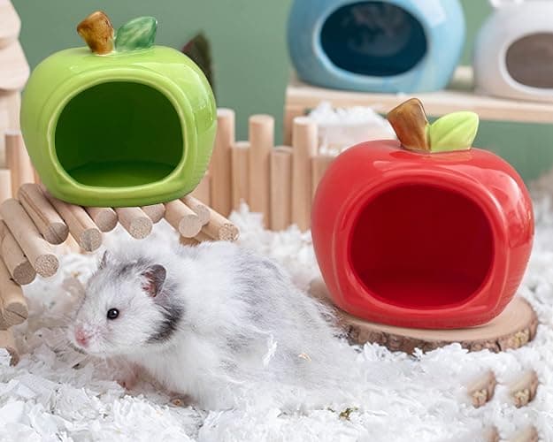 Ceramic Hamster Cooling Hideout Fruit Shape Dwarf Hamster House and Habitat | Small Animal Sleeping Cave,Hamster Cool Hiding Spot for Dwarf Hamsters Gerbil Mice to Prevent Small Pets from Overheating thumbnail 4