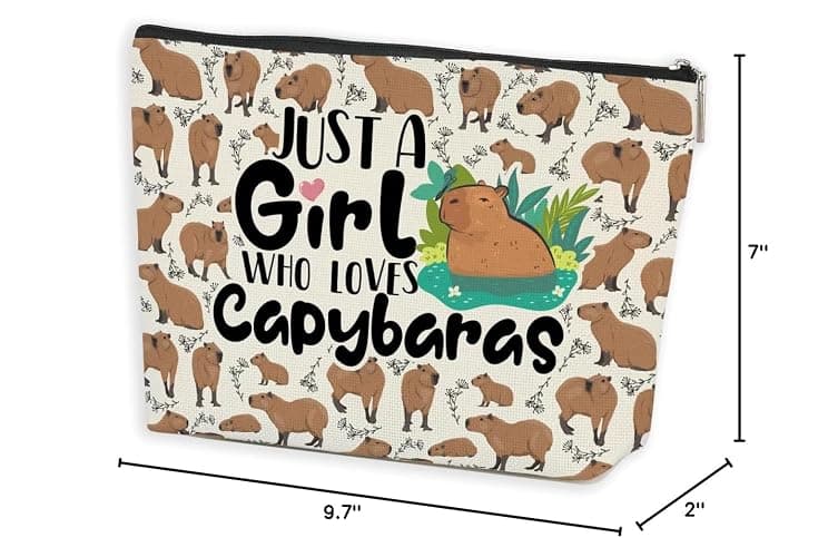 Azteoiz Capybara Makeup Bag, Capybara Gifts Birthday Decorations, Animal Lover Gifts for Women Girl Friend Graduation Friendship Birthday Gifts for Capybaras Lovers, Cosmetic Bag thumbnail 3