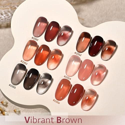 GAOY Jelly Gel Nail Polish of 6 Transparent Milker Nude Brown Red Pink Colors Sheer Gel Polish Kit for Salon Manicure and Nail Art DIY at Home thumbnail 2