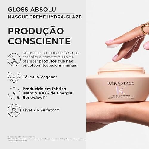 Kérastase Gloss Absolu Masque Crème Hydra-Glaze, Haarmaske für Glanz & Geschmeidigkeit, Anti-Frizz Haarkur für dickes, trockenes & geschädigtes Haar, Vegane Haarpflege mit Hyaluron, 200 ml thumbnail 5