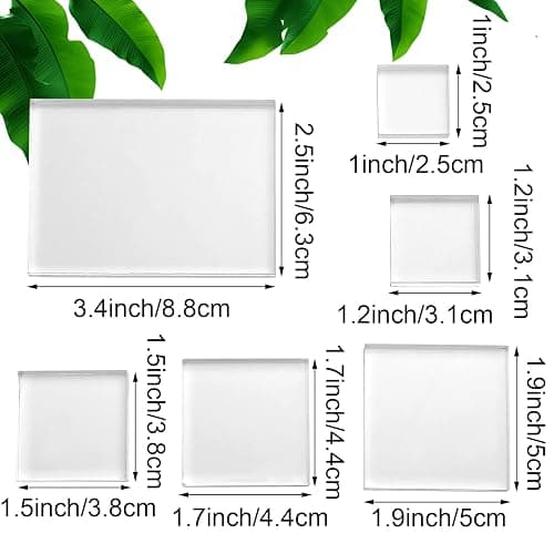 Amyhill 6 Pcs Acrylic Blocks Wedding Flat Lay Props Acrylic Styling Photography Clear Stamp Display Block Set Props Wedding for Scrapbooking Crafts(Square) thumbnail 2