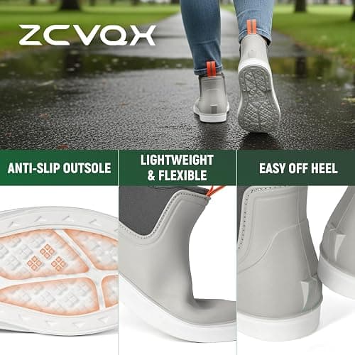 ZCVQX Women's Deck Boots Waterproof Ankle Rain Boots | Outdoor Fishing Garden Boots for Women, Anti-Slip Shoes, Lightweight Comfortable Work Shoes thumbnail 3