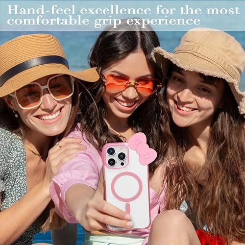 DLIIDCA Cute Cartoon 3D Bowknot Design Compatible for iPhone 15 Pro Case, Kawaii Fun Design Transparent Magnetic Shockproof Protective case for Boys and Girls for iPhone 15 Pro 6.1" 2023 (Pink) - for iPhone 15 Pro(6.1inch) - Pink thumbnail 6