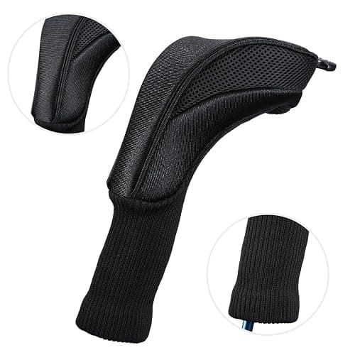 Black Golf Club Head Cover for Driver Fairway 3 Pcs Woods Headcovers, Golf Accessories Hybrid Head Covers Set with Interchangeable Tags 3 4 5 7 X thumbnail 6