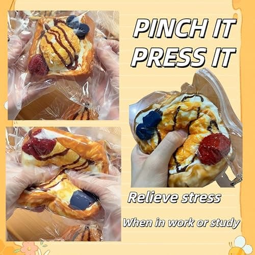 Handmade Taba Squishy Toast,2025 New Large Toast Silicone Squishy Toys ,Cute Soft Squeeze ToysSquishy Sensory Fidget Toys for Kids,Birthday Xmas Gifts (Ice Cream sidos) thumbnail 3